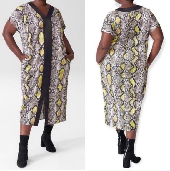 Universal Standard Samantha Caftan Dress Python Snake Maxi Pockets Size 2XL - Picture 1 of 13